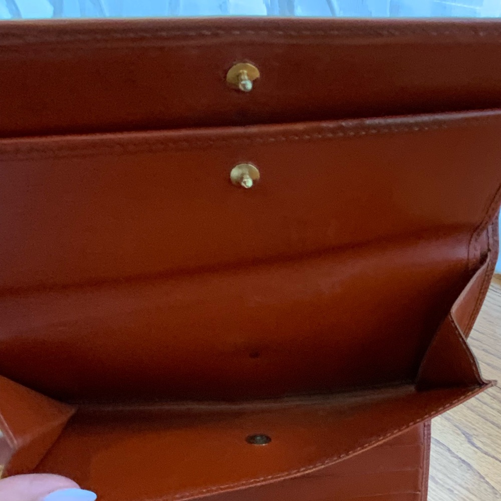 Louis Vuitton Epi Cognac Wallet Clutch w Chain & Twilly Vintage - Picture 9 of 15